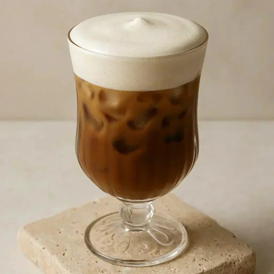 iced coffee recipe with instant coffee; vanilla cold foam
