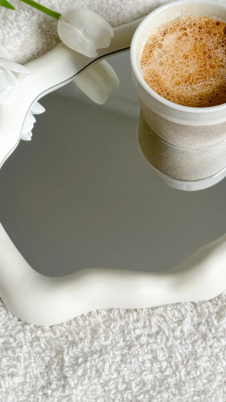 Instant coffee resting peacefully on a mirror